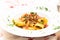 Italian Paccheri pasta with Swordfish