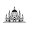 Italian Palace Icon Isolated, Ancient Church Silhouette, Italian Castle, Historical Architecture Minimal Design