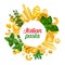 Italian pasta banner, herbs and seasoning