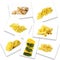 Italian pasta collage on white background