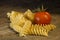 Italian pasta fusilli with tomato