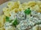 Italian pasta gomiti with mushroom sauce.