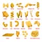 Italian pasta icon set for food design