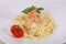 Italian pasta Linguini with prawns