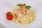 Italian pasta Linguini with prawns