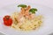 Italian pasta Linguini with prawns