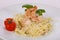 Italian pasta Linguini with prawns