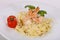 Italian pasta Linguini with prawns