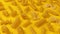 Italian pasta pattern, different pasta types on yellow background, flat lay