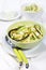 Italian pasta with ricotta and fried zucchini