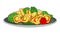 Italian pasta with spinach icon animation