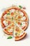 Italian pizza Margherita on white background. Ai generative watercolor illustration.