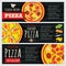 Italian pizza and pizzeria restaurant vector horizontal banners
