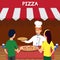 Italian Pizza Shop, Store Flat Vector Illustration