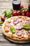 Italian pizza with tomato and salami