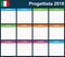 Italian Planner blank for 2018. Scheduler, agenda or diary template. Week starts on Monday