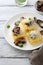 Italian polenta with slice of mushrooms