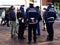 Italian Polizia Municipale Local Police officers control the streets of Bologna