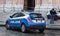 Italian Polizia Police officer controls the streets of Bologna