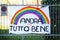 Italian rainbow banner to show hope against the pandemic, everything will be fine