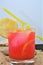 Italian red appetizer drink with lemon and ice aperitif  spritz beverage