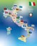 Italian regional flags and map, italy