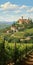 Italian Renaissance Revival: Detailed Landscape Painting Of Vineyards