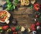 Italian roasted tomato and garlic soup with bread, basil, parmesan