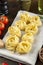 Italian rolled fresh fettuccine pasta. Italian food concept