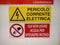 Italian safety signs, Danger electric shock and Do not use water