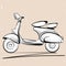 Italian Scooter Outline Sketch on Vintage Background