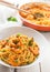 Italian shrimp and tomato sauce pasta