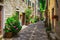 Italian street in a small provincial town of Tuscan