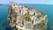 Italian tourist attraction, medieval Aragonese Castle in Ischia, aerial view
