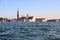 Italian touristic landscape, gondola on Grand Canal, Venice, Italy, September  of 2022