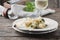 Italian traditional codfish with onion and parsley