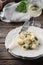 Italian traditional codfish with onion and parsley
