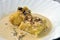  Italian traditional cuisine: potato and mushroom polenta