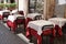 Italian trattoria exterior tables