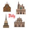 Italian travel landmark building icon set