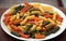 Italian tri coloured tortiglioni pasta