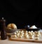 Italian uncooked gnocchi dish on a wooden board in the kitchen