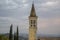 Italian village. Bell tower of the Cathedral of Spoleto, Santa Maria Assunta