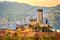 Italian village malcesine peaceful town and castle on Garda Lake waterfront romantic idyllic picturesque sunset