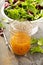 Italian vinaigrette dressing in a mason jar