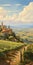 Italian Vineyard Landscape Painting With Dalhart Windberg Style