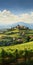 Italian Vineyard Landscape Painting With Precisionist Lines