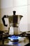 Italian vintage coffeepot on kitchen stove