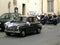 Italian wedding the bride arrives classic car Lucca Tuscany