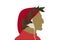 Italian writer poet Dante concept, vector cartoon portrait, Renaissance icon, cultural logo design isolated on white background